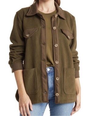 Blank NYC Fleece Shacket in olive green